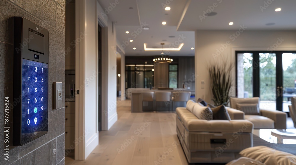 Suburban contemporary home with a biometric entry system for enhanced ...