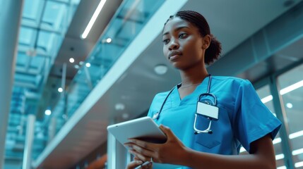 Wall Mural - The nurse with a tablet.