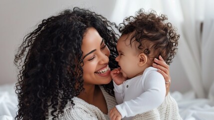 Wall Mural - The mom and baby cuddle