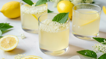 Sparkling Elderflower Lemonade in Glasses