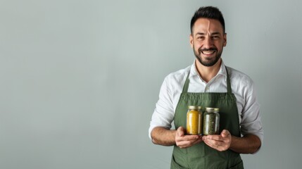 Wall Mural - The merchant holding jars