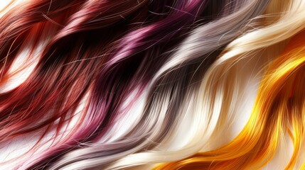 Wall Mural - A row of hair with different colors, including red, brown, and yellow, hair color palette