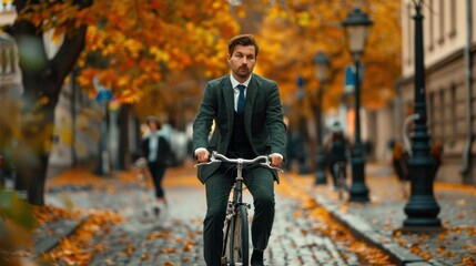 Wall Mural - The man in autumn suit