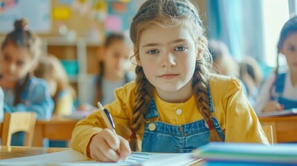 Canvas Print - The girl in classroom