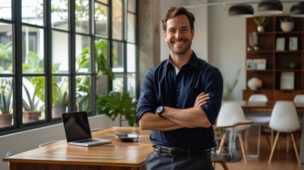 Wall Mural - The confident businessman indoors