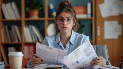 Wall Mural - The Woman with Many Documents