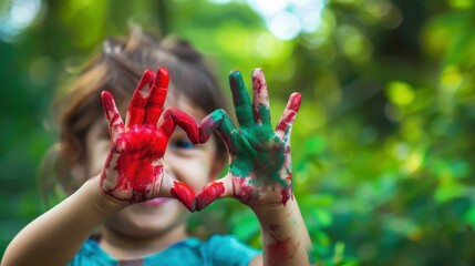 Wall Mural - The child with painted hands