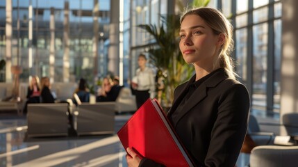 Sticker - The businesswoman holding folders