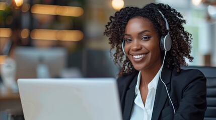 Wall Mural - The woman with headphones