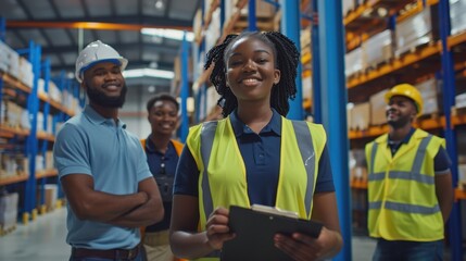 Wall Mural - The warehouse team smiling