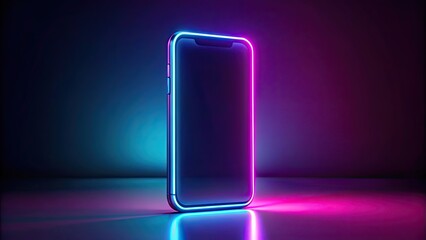 Wall Mural - Futuristic smartphone with neon glow in the dark design, Technology, Smartphone, Neon, Glow, Futuristic, High-tech