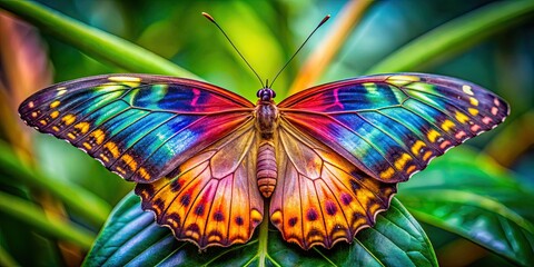 Sticker - Vibrant close-up of a butterfly's intricate and colorful wings , macro, close-up, butterfly, wings, vibrant, colorful