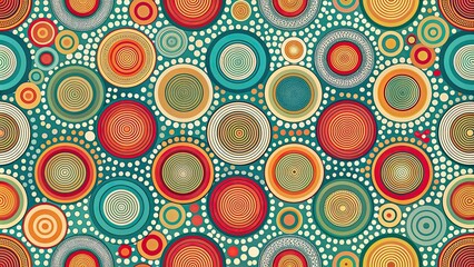 Sticker - Seamless pattern with circles, abstract, geometric, repetition, decorative, background, texture, design, colorful, minimalist