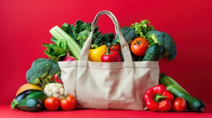 Wall Mural - The canvas bag of vegetables