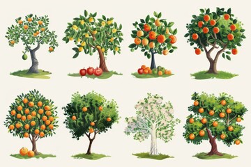 illustrations fruit trees