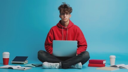 Canvas Print - The student with a laptop