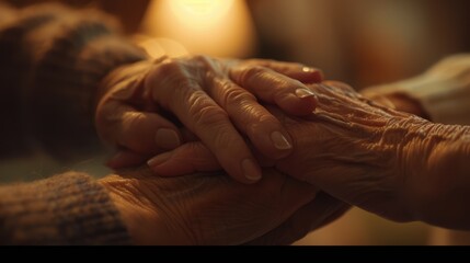 Poster - The elderly hands holding gently