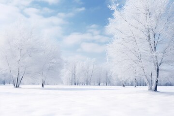 Aufkleber - a snowy river with trees and snow covered ground, snowy winter landscape with trees draped in white