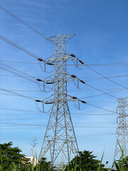 Sticker - high voltage pole, electricity pylon with blue sky