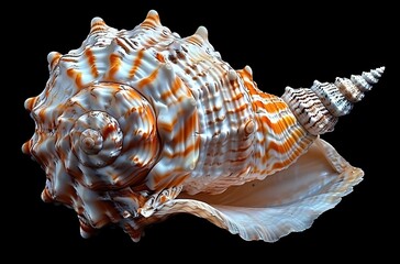 Canvas Print - Seashell Macro Photography: A Detailed Look at a White and Orange Seashell