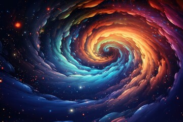 Fototapete - a spiral shaped object in the middle of a galaxy, Galaxy swirls in vibrant 3D