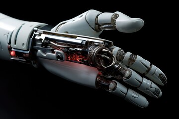 Aufkleber - a robotic hand with a red light on it, Robotic arm surgery with precision