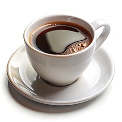 Coffee cup isolated on white background, top view