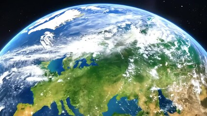 Wall Mural - earth view from space highlighting europe and africa with ai generated.