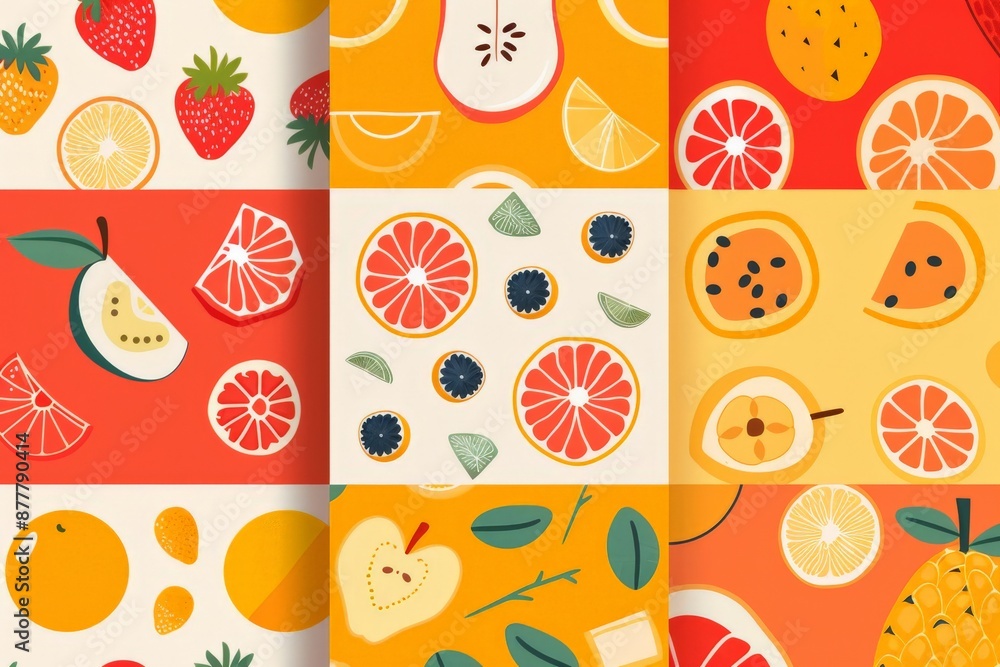 Geometric Fruit Vector Patterns Stock Illustration Adobe Stock