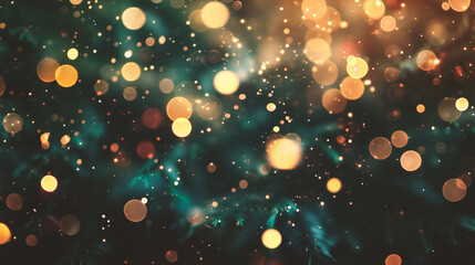 Wall Mural - abstract bokeh background with christmas tree and blurred lights.