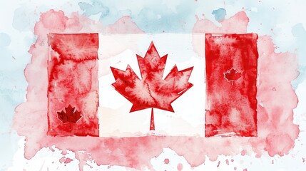 Poster - Watercolor Canadian Flag.