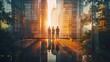 © Yiwen - Modern Business Elite in Urban Glow, United for Corporate Operations, Showcasing Tech-Infused Collaboration Amid Dynamic Light and Shadow