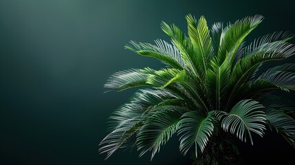 Wall Mural - Palm Leaves against a Green Background