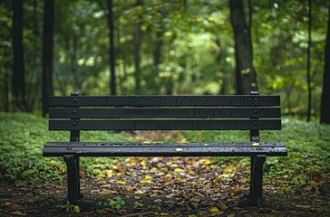 Canvas Print - A Lonely Bench in the Forest