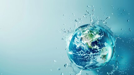 Wall Mural - World water monitoring day background concept. Water day. Concept of sustainable environment and sustainable development. Background with copy space