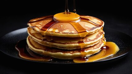 Wall Mural - Minimalist Aesthetics in Stacked Pancakes with Maple Syrup and Butter