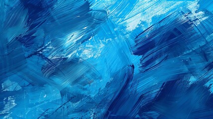 Canvas Print - A blue background with abstract, brushstroke patterns in different shades of blue, creating a painterly effect