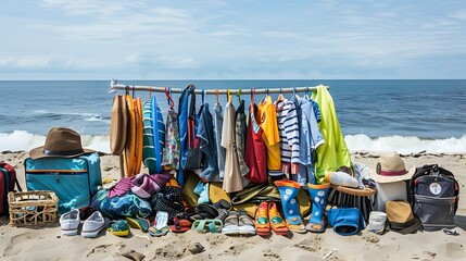 Abundance of Beach Gear and Apparel for Black Friday Sale on Coastal Scenery