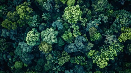 Wall Mural - A breathtaking aerial view of a dense rainforest, with the canopy stretching endlessly in all directions