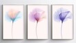 © Arnon  Parnnao - Elegant set of minimalist floral art prints, featuring delicate transparent flowers in pastel shades, perfect for modern home decor.