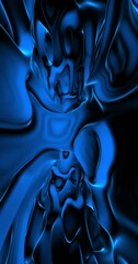 Wall Mural - bstract dark blue 3d curve pattern loop vertical animation background.