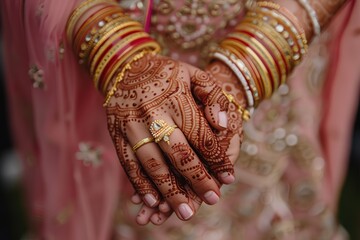 marriage couple hand in hand for ritual bride and groom