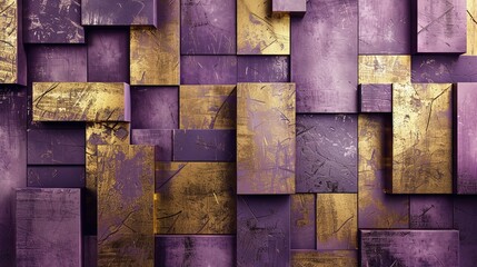 Sticker - A wall made of purple and gold blocks