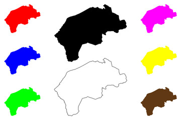  Surrey Heath Non-metropolitan district, borough (United Kingdom of Great Britain and Northern Ireland, ceremonial county Surrey, England) map vector illustration, scribble sketch