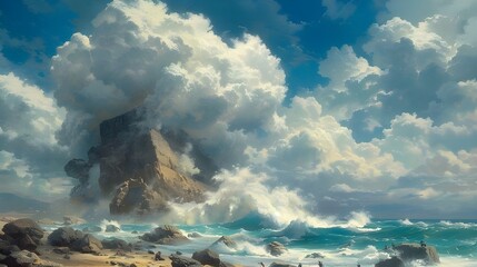 Wall Mural - clouds over the sea