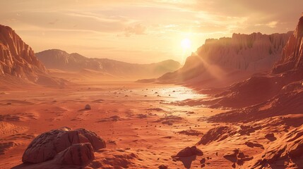 Wall Mural - Landscape at mars planet