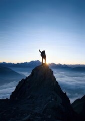 A man standing over the beautiful mountain top