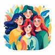 © index74 - A heterogeneous group of people, an abstract group of women. A flat illustration.