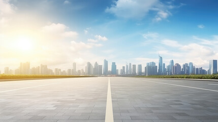 Poster - Futuristic Cityscape with Open Urban Road