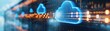 © Chanoknan - Digital cloud computing concept with glowing technology icons and server data infrastructure for data storage and online services.